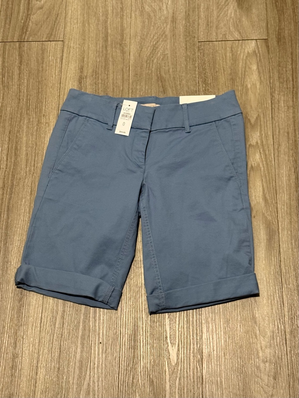 LOFT Women's Slate Blue Roll-Cuff Chino Shorts